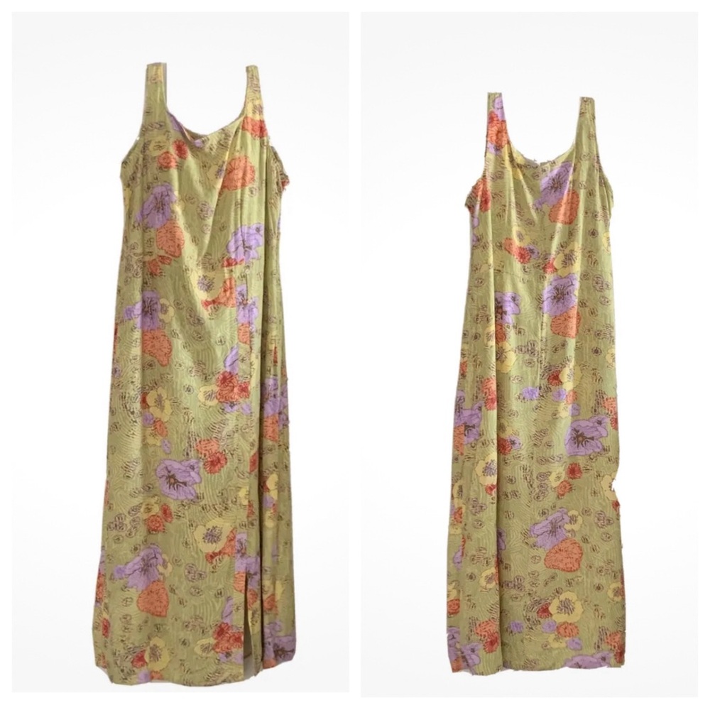 Vintage 2001 Sigrid Olsen Sleeveless Green Floral Dress Women's Size 22W